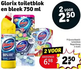 Kruidvat Glorix toiletblok en bleek 750 ml aanbieding
