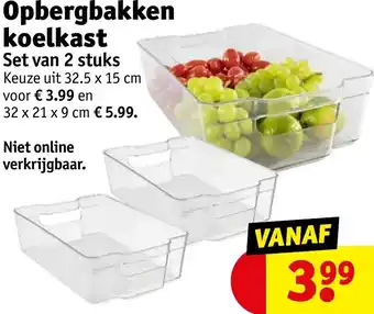 Kruidvat Opbergbakken koelkast Set van 2 stuks 32.5x15 cm aanbieding