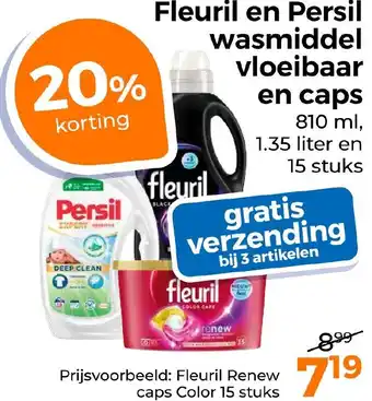 Trekpleister Fleuril en Persil wasmiddel vloeibaar en caps aanbieding