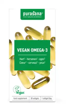 De Online Drogist Purasana Vegan Omega-3 Algenolie Softgels aanbieding