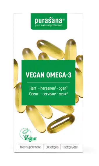 De Online Drogist Purasana Vegan Omega-3 Algenolie Softgels aanbieding