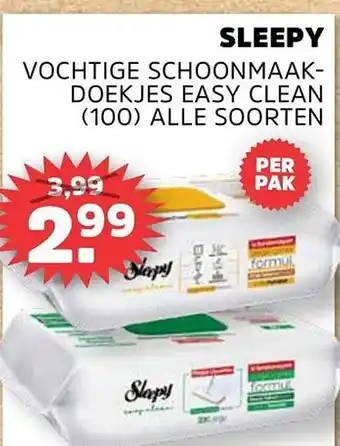 Sahan Supermarkten SLEEPY VOCHTIGE SCHOONMAAKDOEKJES EASY CLEAN (100) ALLE SOORTEN aanbieding