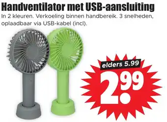 Dirk Handventilator met USB aansluiting aanbieding