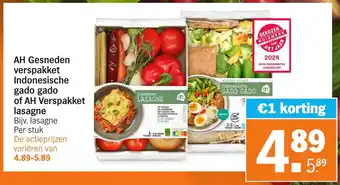 Albert Heijn Gesnden verspakket indonesische gado gado of verspakket lasagne per stuk aanbieding