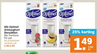 Albert Heijn Alle optimel drinkyoghurt literpakken aanbieding