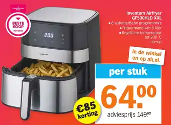 Albert Heijn Inventum airfryer GF500HLD XXL per stuk aanbieding