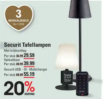 Sligro Securit Tafellampen aanbieding