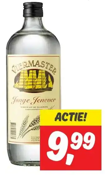 Dekamarkt Viermaster jonge jenever fles 1 liter aanbieding