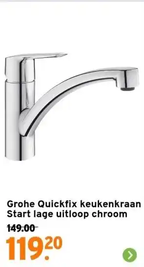 GAMMA Grohe Quickfix keukenkraan Start lage uitloop chroom aanbieding