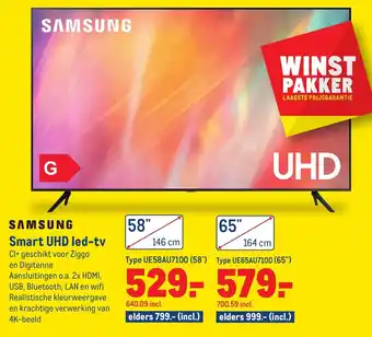 Makro SAMSUNG Smart UHD LED-TV 58" | UE58AU7100 aanbieding