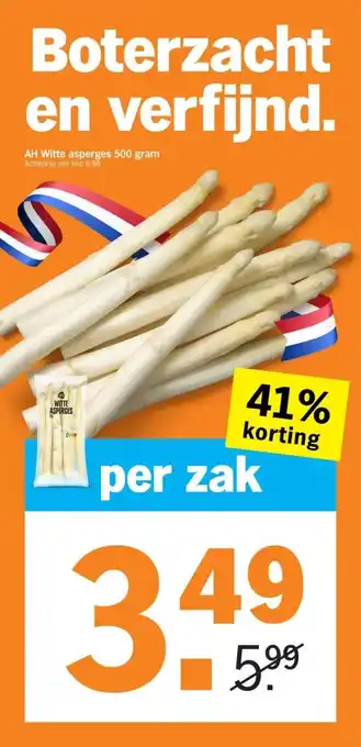 Albert Heijn AH Witte asperges 500 gram Actieprijs per kilo 6.98 aanbieding