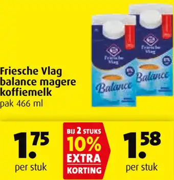 Boni Friesche Vlag balance magere koffiemelk 466ml aanbieding