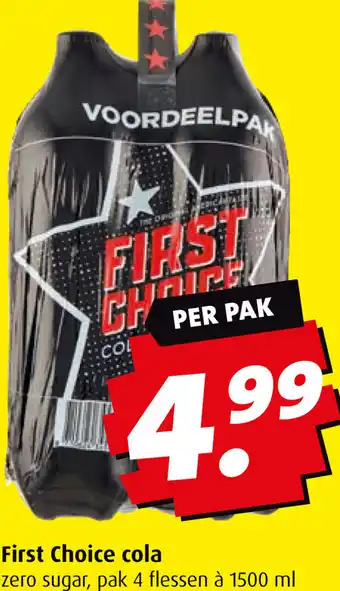 Boni First Choice cola zero sugar, 4 x 1500 ml aanbieding