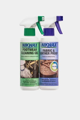 Bever Nikwax Footwear Cleaning Gel - Fabric & Leather Spray - Twin Pack aanbieding