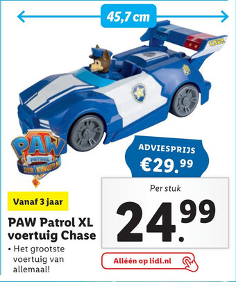 Lidl PAW Patrol XL voertuig Chase aanbieding