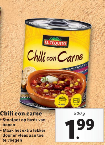 Lidl Chili con carne aanbieding