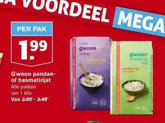 Hoogvliet G'woon pandan- of basmatirijst aanbieding