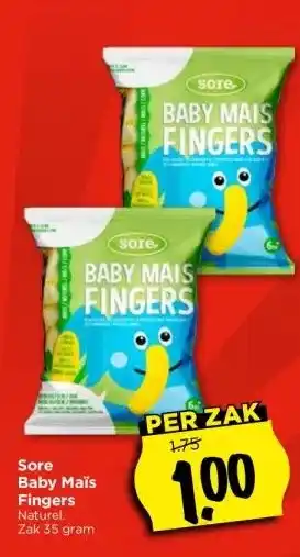 Vomar Voordeelmarkt Sore Baby Maïs Fingers aanbieding