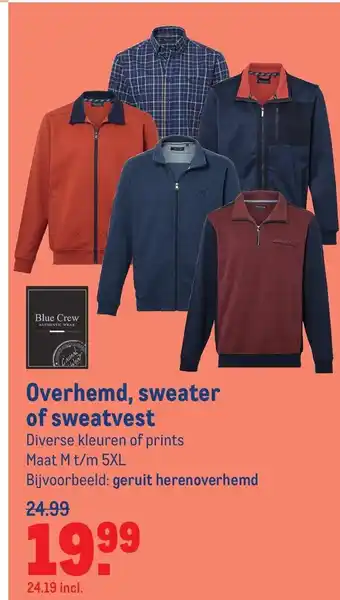 Makro Blue Crew Overhemd, sweater of sweatvest m-5xl aanbieding