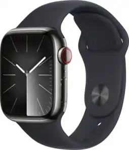 Bol.com Apple Watch Series 9 - GPS + Cellular - 41mm - Graphite Stainless Steel Case with Midnight Sport Band - M/L aanbieding