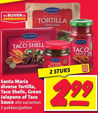 Nettorama Santa Maria diverse Tortilla, Taco Shells, Green Jalapeno of Taco Sauce aanbieding