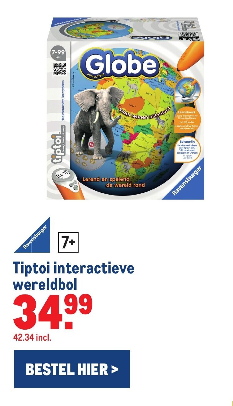 Tiptoi interactieve wereldbol aanbieding bij Makro