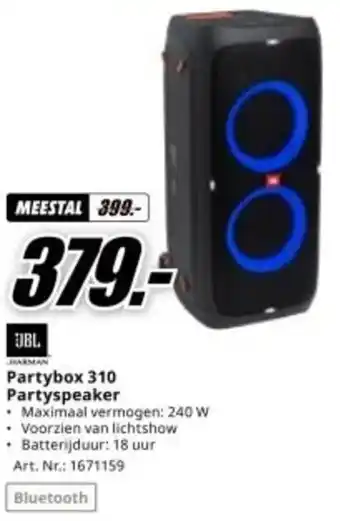 MediaMarkt JBL Partybox 310 Partyspeaker aanbieding