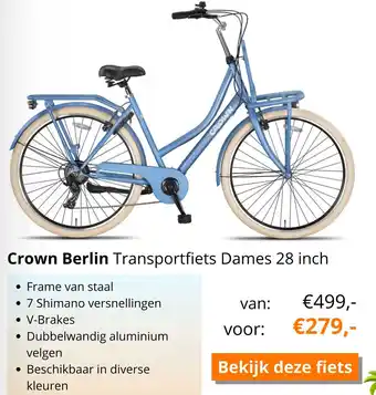 Superfietsen Crown Berlin Transportfiets Dames 28 inch aanbieding