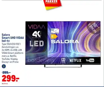 Makro Salora Smart UHD VIDAA led-tv Type 55UV210 (55") aanbieding