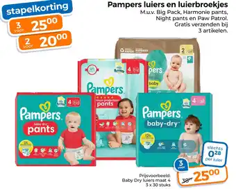 Trekpleister Pampers luiers en luierbroekjes aanbieding
