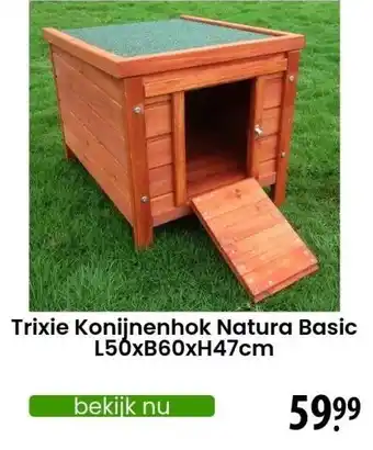 Zooplus Trixie Konijnenhok Natura Basic L50xB60xH47cm aanbieding