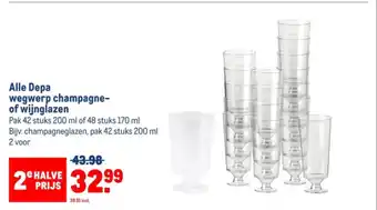 Makro Alle Depa wegwerp champagne- of wijnglazen aanbieding