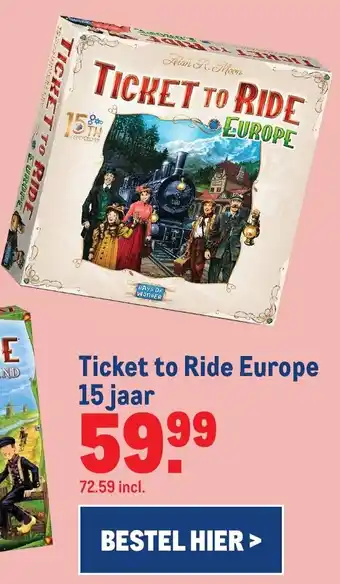 Makro Ticket to ride europe 15 jaar aanbieding