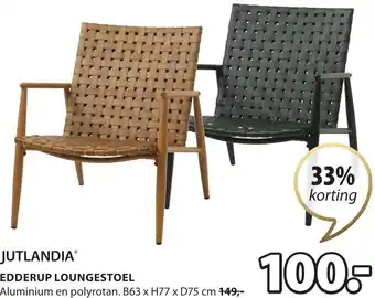 Jysk JUTLANDIA EDDERUP LOUNGESTOEL B63 x H77 x D75 cm aanbieding