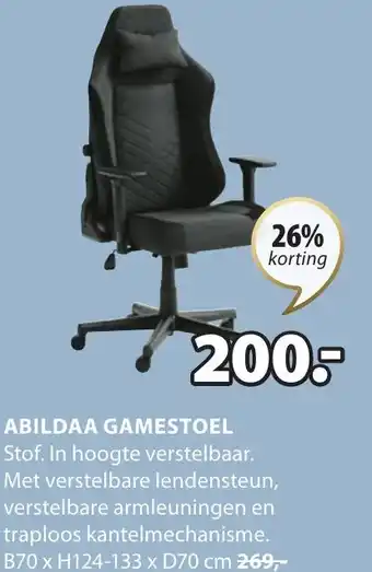 Jysk ABILDAA GAMESTOEL. B70 x H124-133 x D70 cm aanbieding