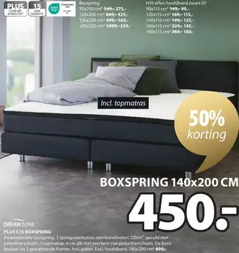 Jysk DREAMZONE PLUS C15 BOXSPRING 140x200 cm aanbieding