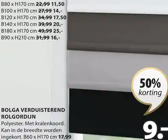 Jysk BOLGA VERDUISTEREND ROLGORDIJN. B60 x H170 cm aanbieding