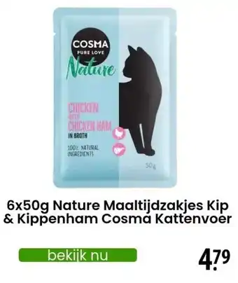 Zooplus 6x50g Nature Maaltijdzakjes Kip & Kippenham Cosma Kattenvoer aanbieding