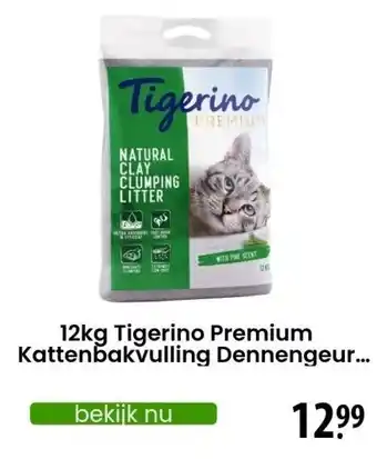 Zooplus 12kg Tigerino Premium Kattenbakvulling Dennengeur Kat aanbieding