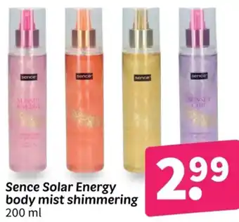 Wibra Sence Solar Energy body mist shimmering 200 ml aanbieding