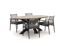 Kees Smit Bellagio Pizzoli/ROUGH-Y Ellips 200cm dining tuinset 5-delig stapelbaar aanbieding