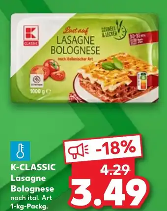 Kaufland DE K-CLASSIC Lasagne Bolognese 1kg aanbieding