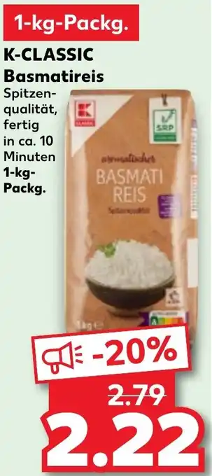 Kaufland DE K-CLASSIC Basmatireis 1kg aanbieding
