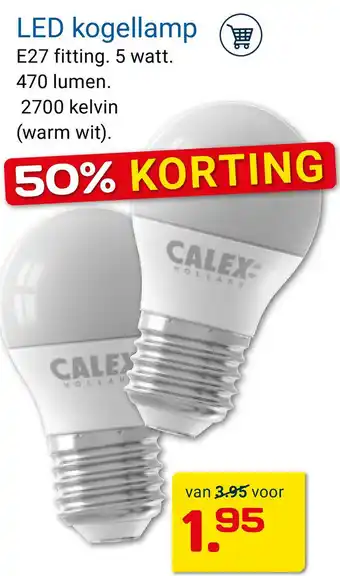 Kluswijs LED kogellamp E27 fitting 5 watt aanbieding