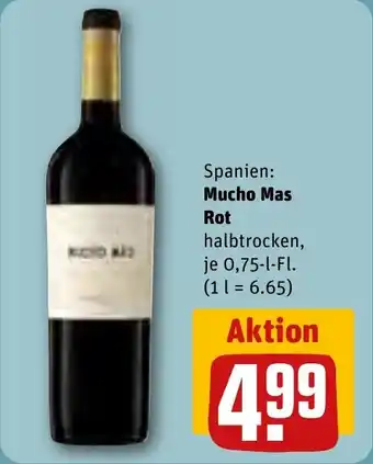 Rewe DE Mucho Mas Rot halbtrocken, 0,75L aanbieding