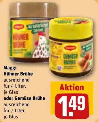 Rewe DE Maggi Hühner Brühe 4Liter oder Gemüse Brühe 7 Liter aanbieding