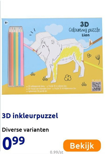 Action 3D inkleurpuzzel aanbieding