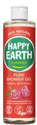 De Online Drogist Happy Earth Pure Shower Gel Floral Patchouli aanbieding