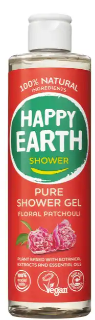 De Online Drogist Happy Earth Pure Shower Gel Floral Patchouli aanbieding