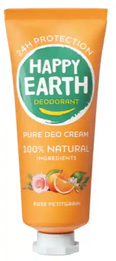 De Online Drogist Happy Earth Pure Deo Cream Rose Petitgrain aanbieding